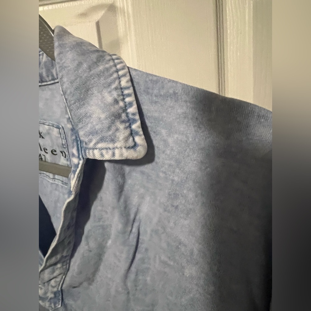 Frank & Eileen $168 Patrick Popover Henley Top Shirt Pullover Mineral Blue RARE - Picture 8 of 9